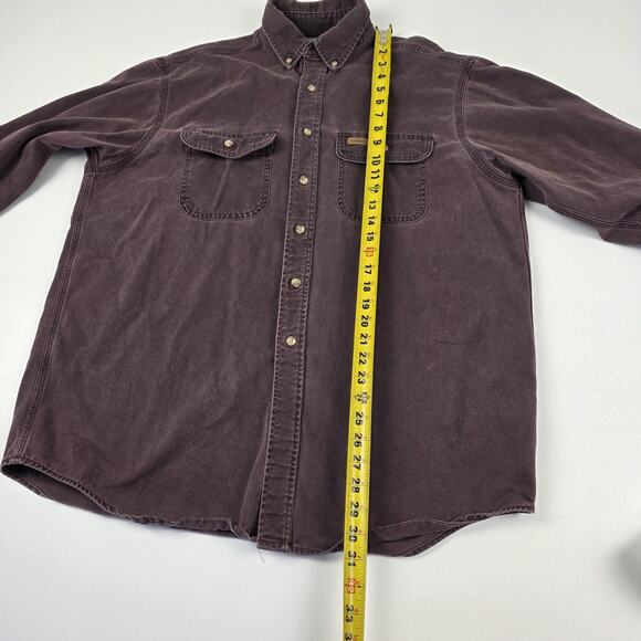 Carhartt Shirt Mens Extra Large Purple Faded Button Down Workwear Double Pocket - Picture 4 of 12